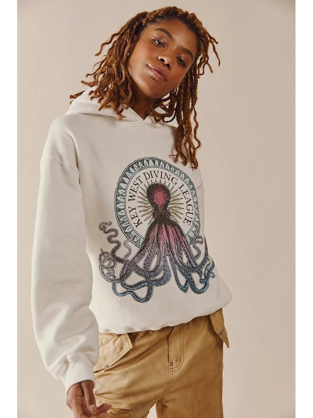 Daydreamer Free People Key West Diving League Hoodie White M Octopus Streetwear